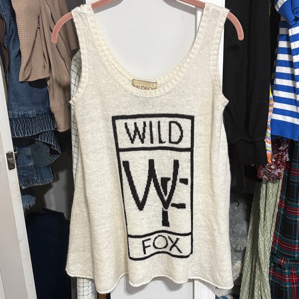 Wildfox Ivory Knit Tank with Black Logo